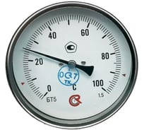 Термометр РОСМА БТ-51.211 осевой (0-100C) 1.5, L=100мм, с латунной гильзой, биметаллический D070-02225