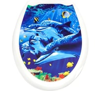 Пластиковая крышка для унитаза Bath Plus ДЕЛЬФИНЫ фотопринт KDU127