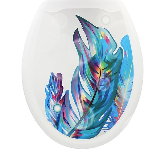 Пластиковая крышка для унитаза Bath Plus ПЕРЬЯ фотопринт KDU164 1