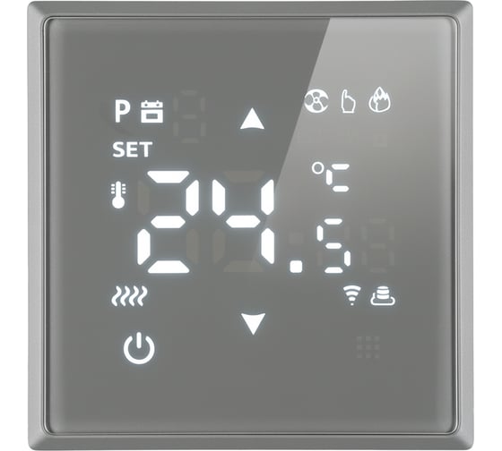 Терморегулятор STEKKER Wi-Fi (механизм), 250В, 3500Вт, серия Эмили, RSW00-5119-10, платиново-серый, soft touch, 50378 1