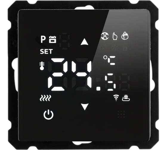 Терморегулятор STEKKER Wi-Fi (механизм), 250В, 3500Вт, серия Катрин, GLS00-7119-05, черный, 50375 1