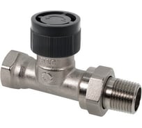 Вентиль AR термостатический прямой без преднастройки OVENTROP DN-20, 3/4, 3/4, ВН, латунь никелированная, НГ со штуцером, черный колпачок 118110006