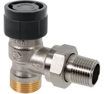 Вентиль AR термостатический угловой без преднастройки OVENTROP DN-15, 3/4, 1/2, Н ЕК-Н, латунь никелированная, НГ со штуцером, черный колпачок 118100097