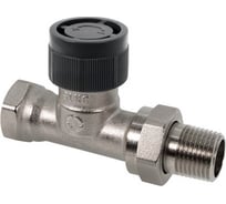 Вентиль AR термостатический прямой без преднастройки OVENTROP DN-15, 1/2, 1/2, ВН, латунь никелированная, НГ со штуцером, черный колпачок 118110004