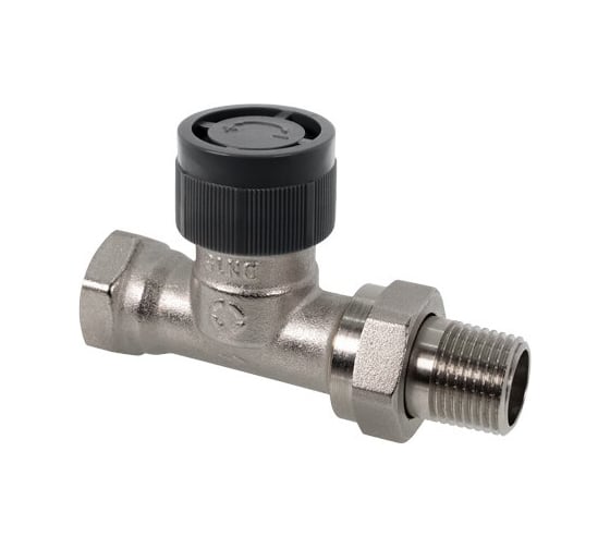 Вентиль AR термостатический прямой без преднастройки OVENTROP DN-15, 1/2, 1/2, ВН, латунь никелированная, НГ со штуцером, черный колпачок 118110004 1