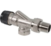 Вентиль AR термостатический осевой без преднастройки OVENTROP DN-20, 3/4, 3/4, ВН, латунь никелированная, НГ со штуцером, черный колпачок 118140006