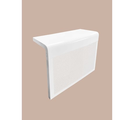 Экран на батарею ООО Вентмаркет 450х600х150 мм, без верхней перфорации, полукруглый, разборный, цвет белый SR450600