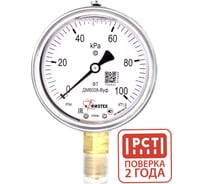 Манометр виброустойчивый Физтех ДМ8008-ВУф 0-100 кПа, кт1.0, d100, IP54 G,1/2 РШ, без заполнения 4687205640116