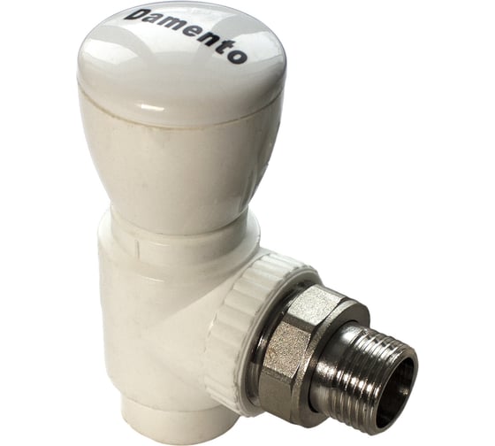 Вентиль для радиаторов Damento угловой, 20х1/2, белый (5/100) 013766 1