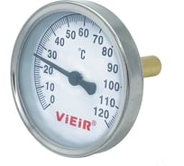 Термометр горизонтальный биметаллический ViEiR ASKON 1/2 до 120 C для систем отопления и горячего водоснабжения 63/80/120