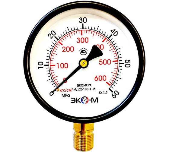 Манометр ЭКО-М Экомера МД02-100мм 0..60МПа М20*1,5 МД02-100-М-60МПа 1