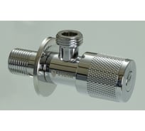 Кран угловой ViEiR с отводом, 1/2 х 1/2, нержавеющий, хром, круглый, запорный для сантехники VER73-L