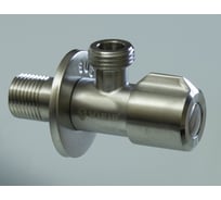 Кран угловой ViEiR с отводом, 1/2 х 1/2, нержавеющий, сатин, круглый, для бытовой сантехники и фильтров VER66