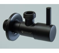 Кран угловой ViEiR с отводом, 1/2 х 1/2, нержавеющий, черный, круглый, запорный, для подключения техники и смесителей VER69-C