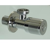 Кран угловой ViEiR с отводом, 1/2 х 3/4, нержавеющий, хром, круглый, для подключения техники и водоснабжения VER74-L