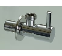 Кран угловой ViEiR с отводом, 1/2 х 1/2, нержавеющий, хром, круглый, для подключения бытовой техники и водоснабжения VER69-L