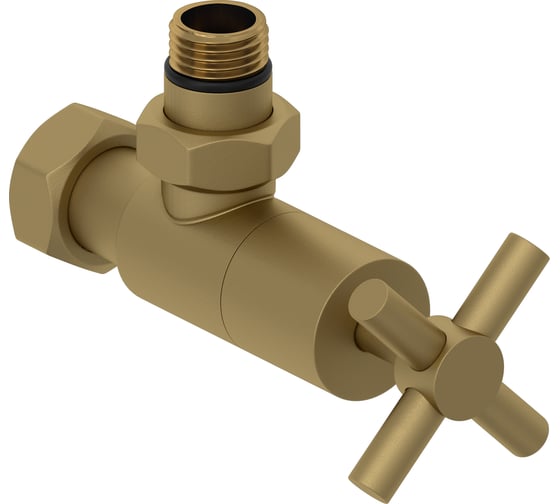 Вентиль угловой Сунержа (крест) G 1/2 НР х G 3/4 НГ Матовое золото 032-1408-1234 1