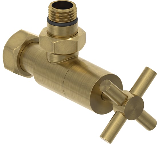 Вентиль угловой Сунержа (крест) G 1/2 НР х G 3/4 НГ Состаренная латунь 051-1408-1234 1