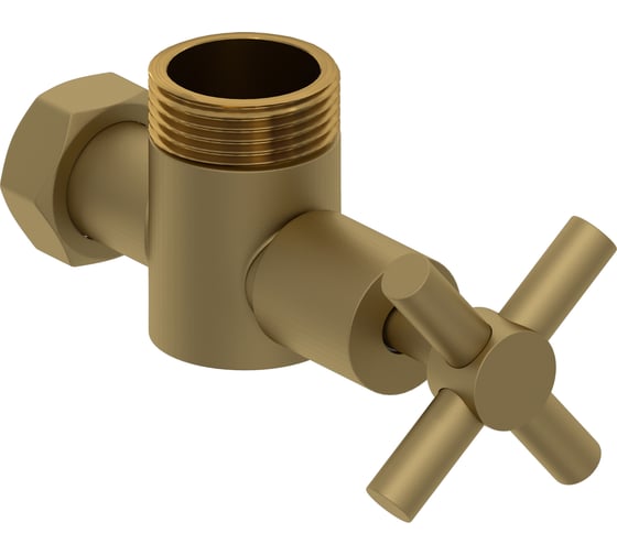 Вентиль угловой Сунержа н/ж (крест) G 1 нар.р. / G 3/4 н. г. Матовое золото 032-1304-0134 1