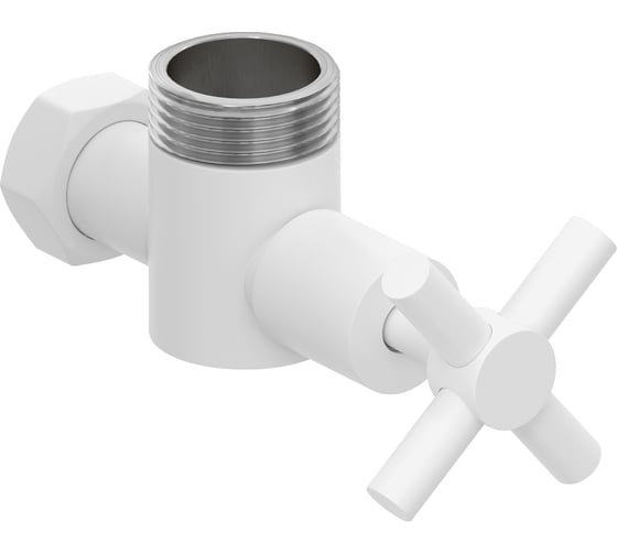 Вентиль угловой Сунержа н/ж (крест) G 1 нар.р. / G 3/4 н. г. Матовый белый 30-1304-0134 1