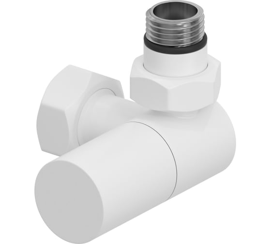 Вентиль 3D правый (цилиндр) Сунержа G 1/2 НР х G 3/4 НГ Матовый белый 30-1403-1234