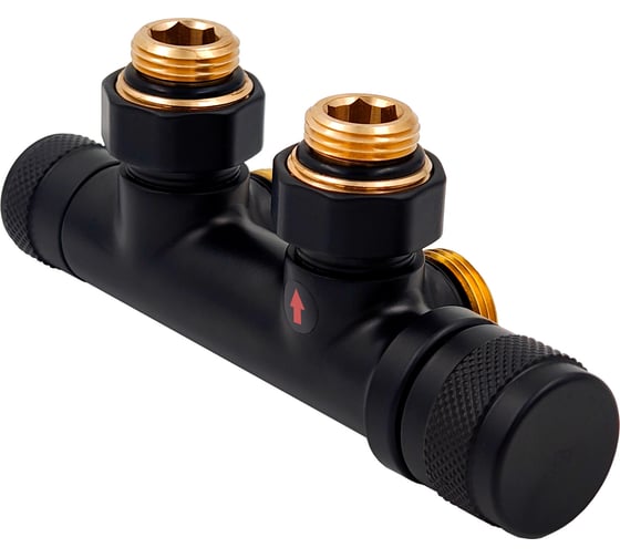 PRIMOCLIMA Узел нижнего подключения Primoclima Armature Lunar термостатический, угловой, правый 1/2х3/4Е, черный PCART890AB 1