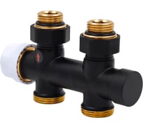 Узел нижнего подключения Primoclima Armature термостатический Прямой 1/2х3/4, черный PC720SW