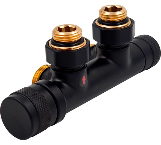 Узел нижнего подключения термостатический Primoclima Armature Lunar угловой левый 1/2х3/4Е, цвет черны PCART888AB 1