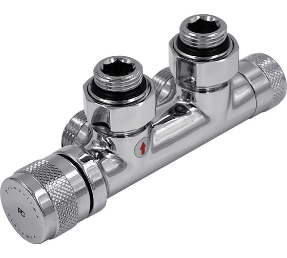 Узел нижнего подключения термостатический Primoclima Armature Lunar угловой левый 1/2х3/4Е, цвет хром PCART888AC 1