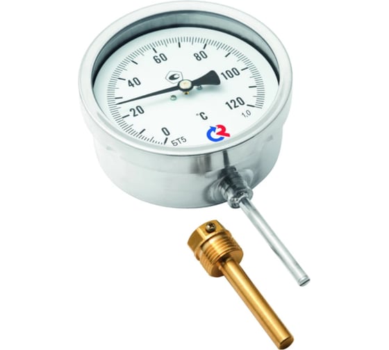 Термометр радиальный Росма БТ-52.211, 0-350°C, класс 1.5, L=250 мм, с латунной гильзой, коррозионностойкий, биметаллический D070-03183 1