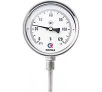 Термометр радиальный РОСМА БТ-52.220, до 160°C, L=64 мм, М20×1.5, класс 1.5, биметаллический, 100 мм D070-08396