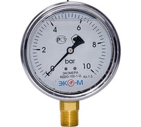 Виброустойчивый манометр ЭКО-М Экомера -100 мм 0..6 бар, резьба G1\2 IP65, наполнение глицерин МД93-100-G-6