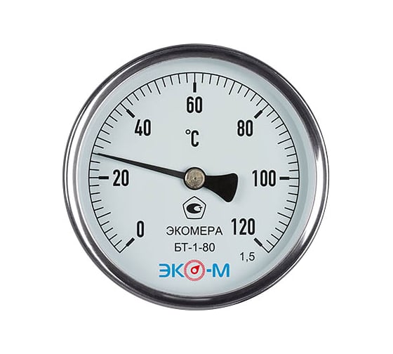 Биметаллический термометр ЭКО-М ЭКОМЕРА БТ-1-80, 0-120C, L=100 БТ-1-80-120С-L100 1