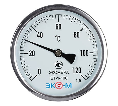 Биметаллический термометр ЭКО-М ЭКОМЕРА БТ-1-100, 0-120C, L=40 БТ-1-100-120С-L40