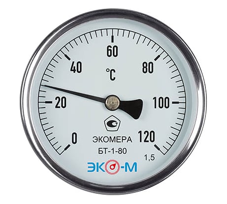 Биметаллический термометр ЭКО-М ЭКОМЕРА БТ-1-80, 0-120C, L=80 БТ-1-80-120С-L80