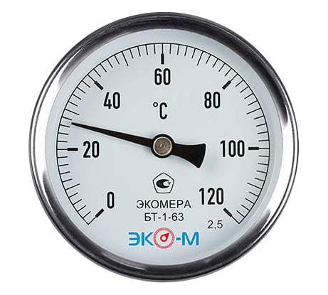 Биметаллический термометр ЭКО-М ЭКОМЕРА БТ-1-63, 0-120C, L=80 БТ-1-63-120С-L80