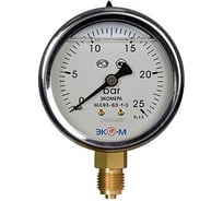 Виброустойчивый манометр ЭКО-М Экомера 63 мм, 0..25 бар, резьба G1\4 IP65, наполнение глицерин МД93-63-G-25