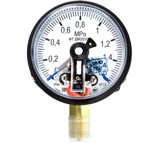 Манометр Физтех, АО ДМ2010ф исп V 0-1,6 МПа кт.1,5 d.100 IP40 G1/2 РШ ПО 4687205623607