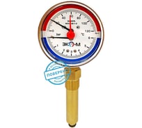 Термоманометр ЭКО-М Экомера МД04-80мм 0..6бар 0..120С G1\4 L=60mm с переходником на G1\2 (ТН ВЭД 9026204000) МД04-80-G-6-120-L-60-РИ