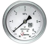 Манометр виброустойчивый Физтех ДМ8008-ВУф 0-6 МПа кт.1,0 d.100 IP54 M20х1,5 ОШ Без запол 4687205639165