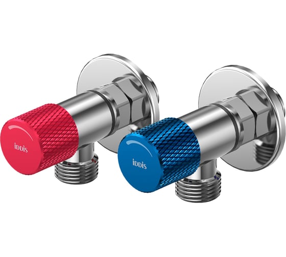 Угловой кран IDDIS с отражателем, 1/2; 1/2, кран-букса, латунь, хром, 2 шт 910B0A6C2SBZ-K