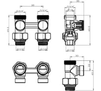 Узел подключения для радиатора VIVALDO антрацит, прямой, мультифлекс 50 мм, 3/4 НГ (1/2 НР) х 3/4 НР SHRV-AT