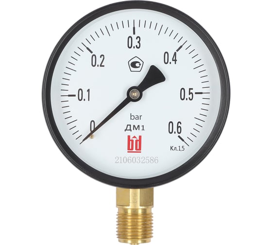 Манометр BD ДМ 1 Т2 100 Р (0-0,6) бар, кл.1,5, G1/2 115111162411917Т2