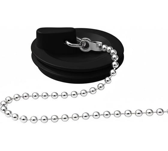 Пробка для ванны/раковины MasterProf (D 45 мм) ЧЁРНАЯ с цепочкой из нерж. стали (AISI 304, 45 см), MP ИС.110783