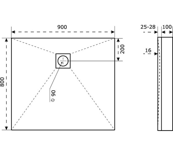Экран GooD DooR ABS 900x800, чёрный ЭЛ00210