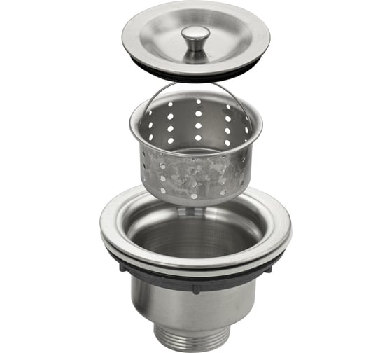 Выпуск для кухонной мойки Санакс с горловиной 90 мм, 110 х 40, из нержавеющей стали марки SUS 304, цвет САТИН 8720