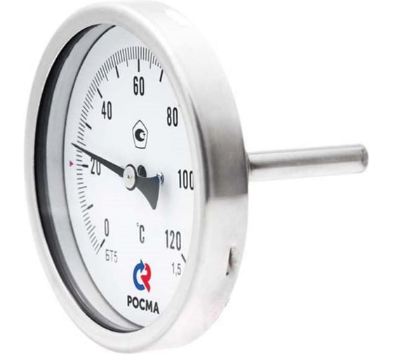 Термометр РОСМА БТ-51.220 осевой (0-100C) 1.5, L=200, коррозионностойкий, биметаллический D070-02838