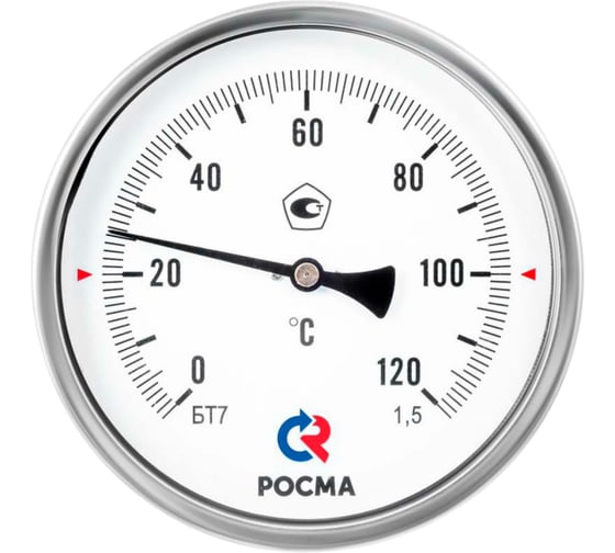 Термометр РОСМА БТ-71.211 осевой (0-250C) 1.5, L=150мм, с латунной гильзой, биметаллический D070-02164