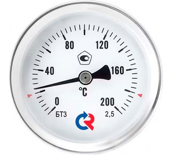 Термометр РОСМА БТ-31.211 осевой (0-250C) 2.5, L=64мм, с латунной гильзой, биметаллический D070-02153
