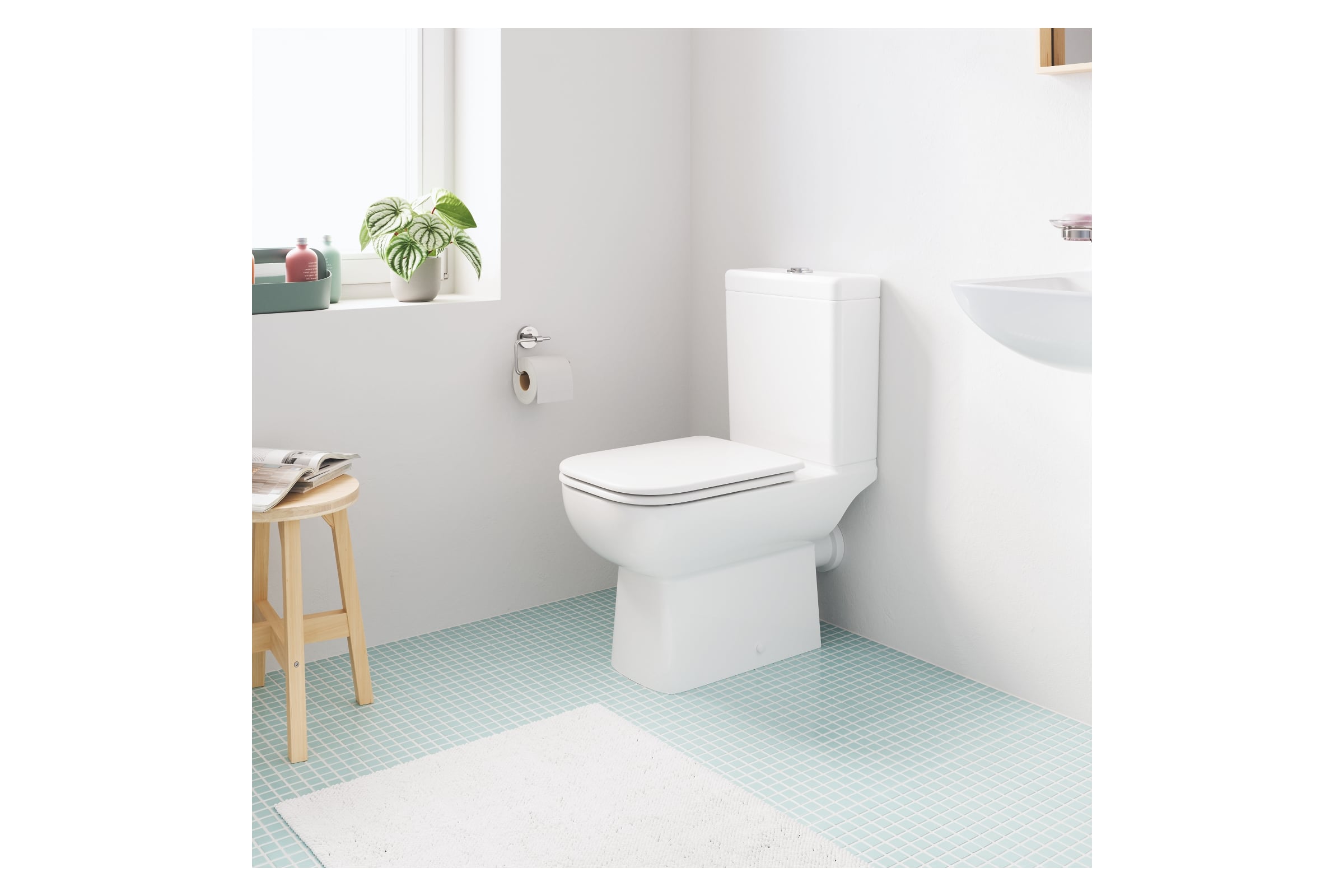 Grohe Унитаз напольный GROHE BauEdge Ceramic  безободковый, горизонтальный выпуск, для бачка внешнего монтажа, альпин-белый (39811000) — купить в Алматы
